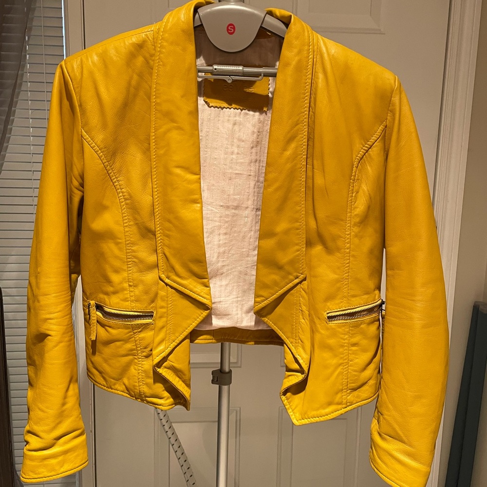 Mustard Yellow Bano eeMee leather jacket - Sz 14